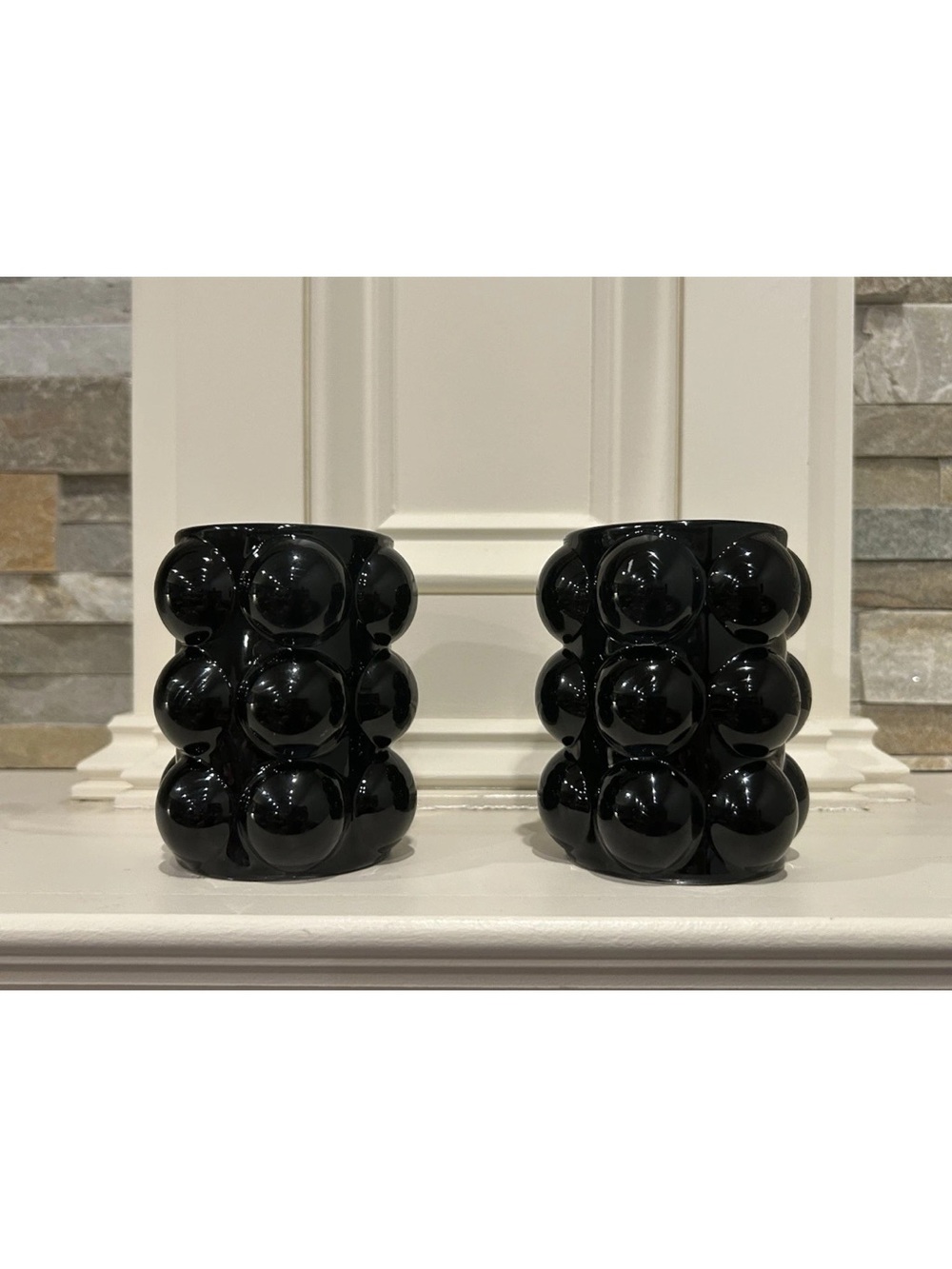 Black Bubble Ceramic Accent Vases Decor (Set of 2)
